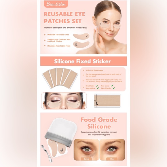 Under Eye Patches Silicone Reusable Plump Fine Lines & Wrinkles with Applicator - Picture 7 of 11